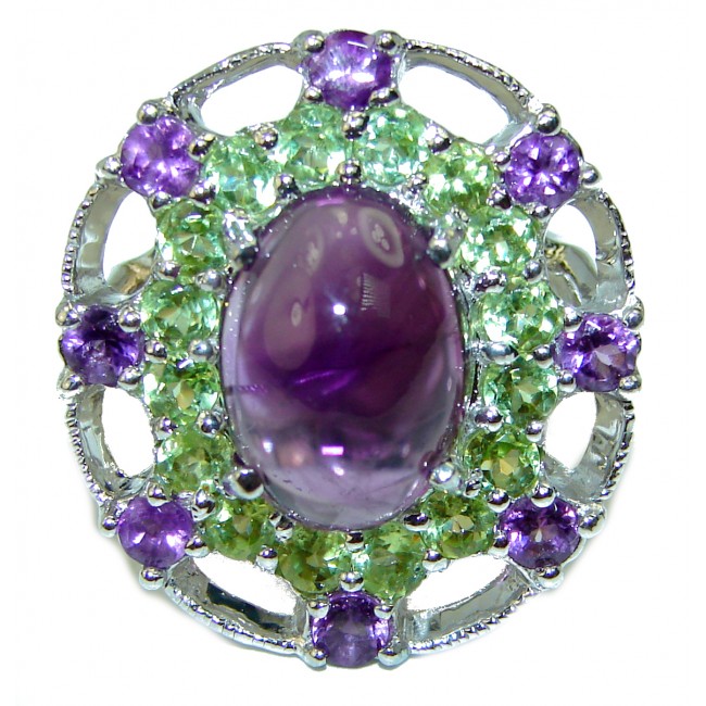 Genuine Amethyst .925 Sterling Silver Handcrafted Ring size 7 3/4