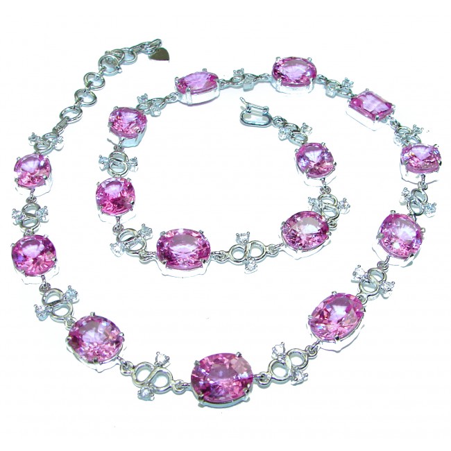 Sweet Dearms Pink Topaz .925 Sterling Silver handcrafted necklace