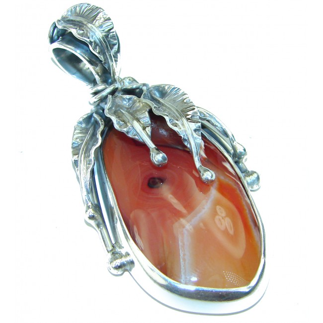 Perfect quality 31.5 grams Botswana Agate .925 Sterling Silver handmade Pendant