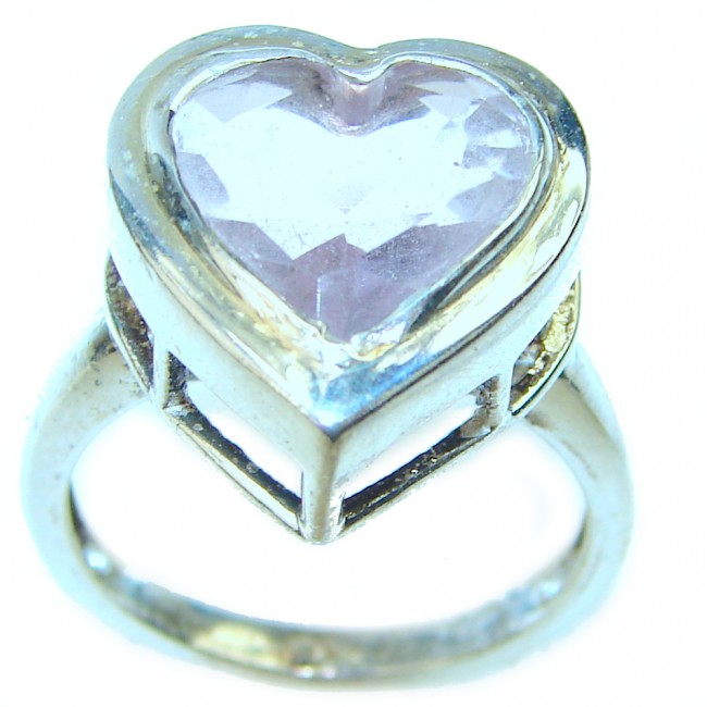 Sweet Heart Pink Topaz .925 Silver handcrafted Ring s. 7 1/4