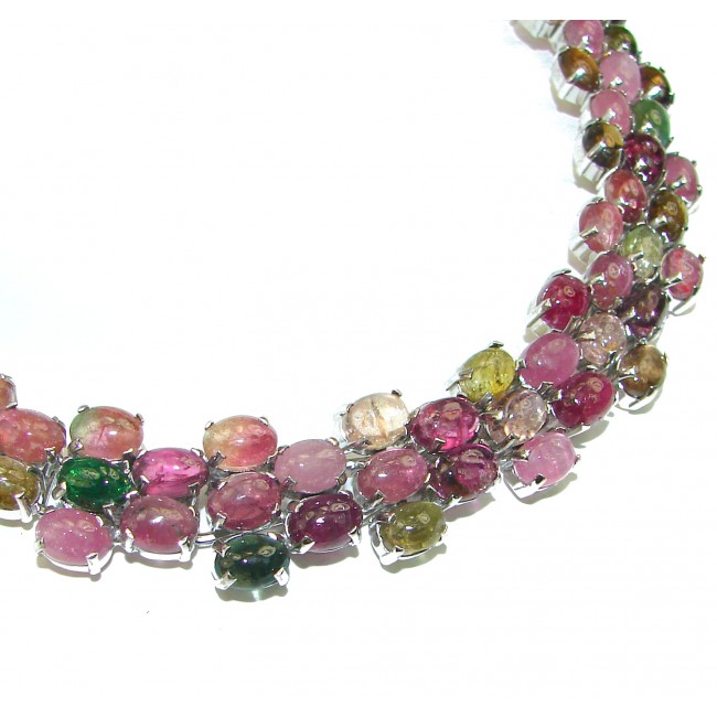 Luxurious authentic Brazilian Watermelon Tourmaline .925 Sterling Silver handcrafted necklace