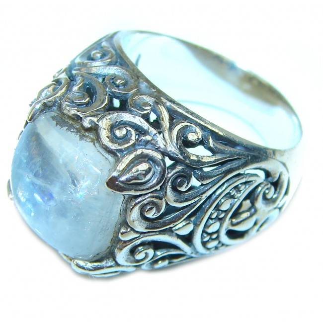 Special Fire Moonstone .925 Sterling Silver handmade ring s. 6 1/2