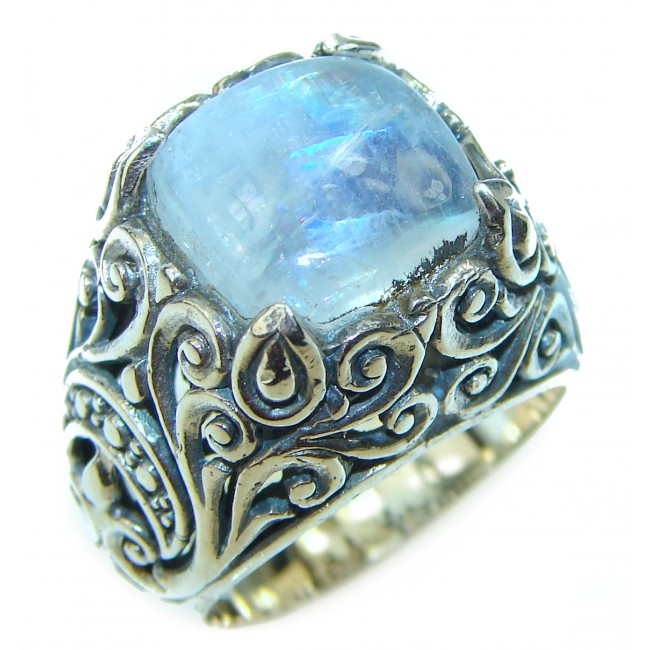 Special Fire Moonstone .925 Sterling Silver handmade ring s. 6 1/2