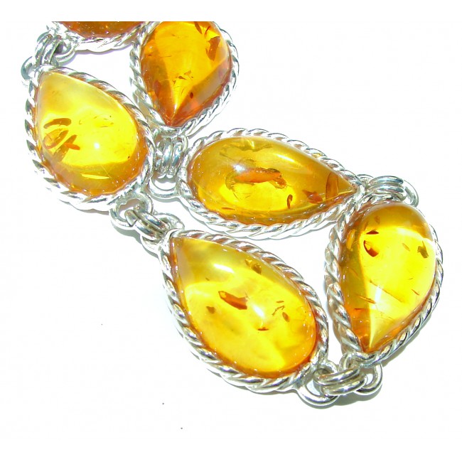 Goloden Color Beautiful Amber .925 Sterling Silver handcrafted Bracelet