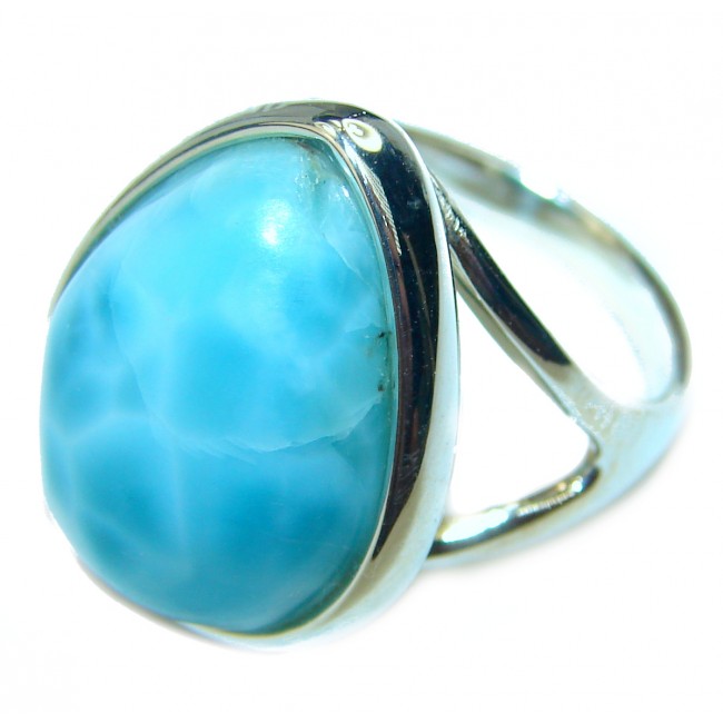 Precious Blue Larimar .925 Sterling Silver handmade ring size 6 1/4