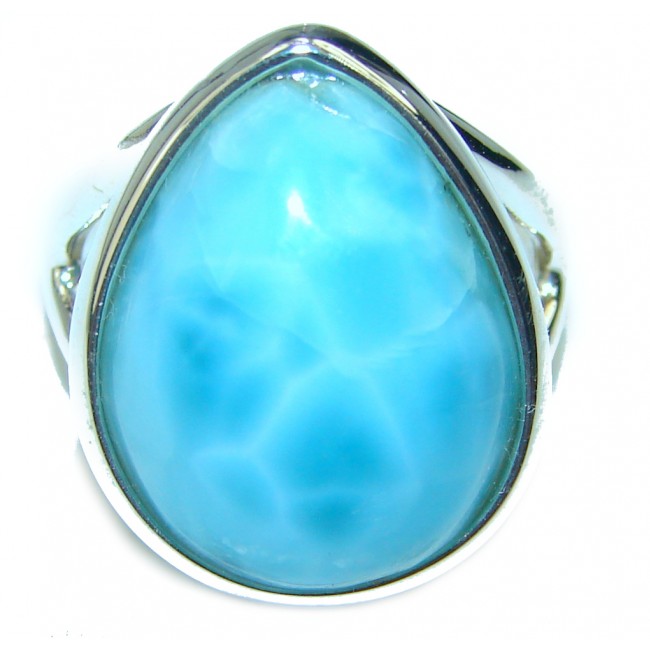 Precious Blue Larimar .925 Sterling Silver handmade ring size 6 1/4