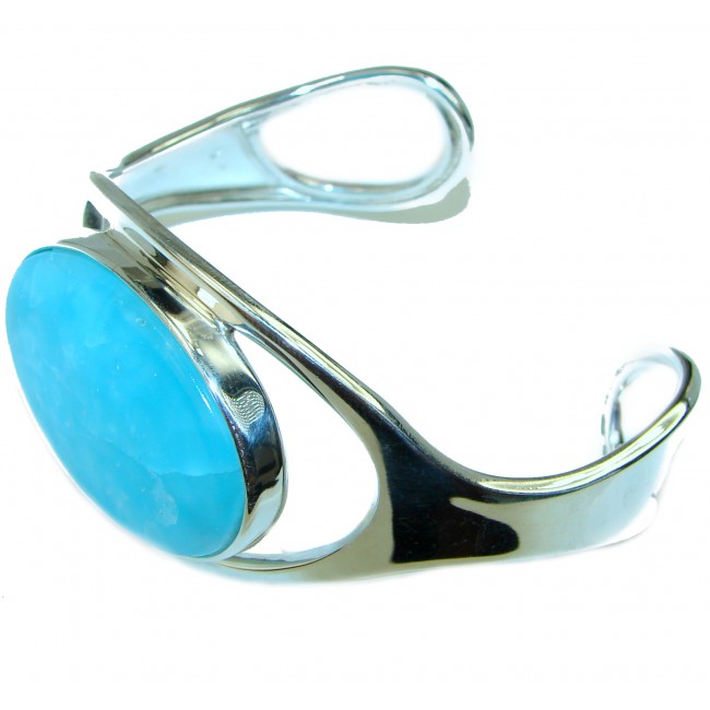 Incredible Modern Design Authentic Aquamarine .925 Sterling Silver Bracelet / Cuff