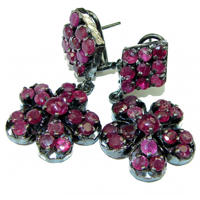 Spectacular Ruby black rhodium over .925 Sterling Silver handcrafted earrings