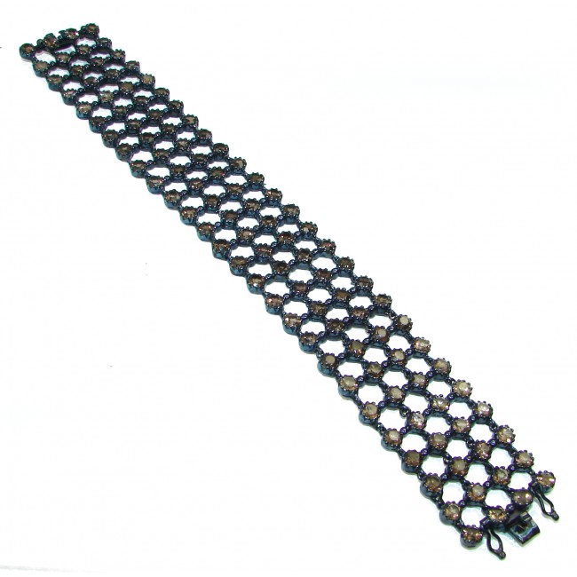 Luxurious Style Authentic Smoky Topaz black rhodium over .925 Sterling Silver handmade Bracelet