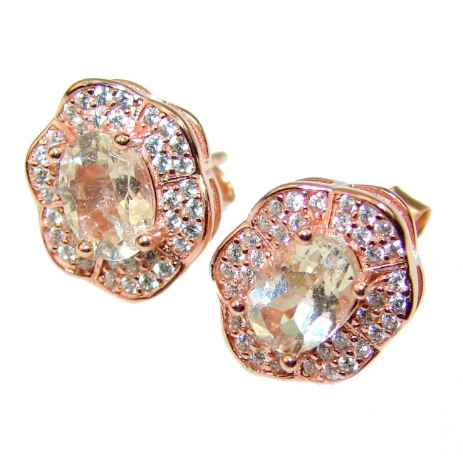 Renaissance design Morganite 18K Gold over .925 Sterling Silver handcrafted earrings