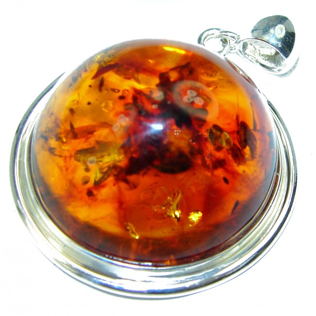 Incredibly Baltic Amber .925 Sterling Silver handmade pendant