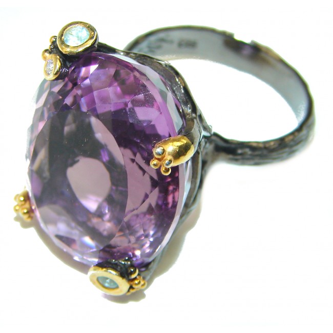 Amethyst 14K Rose Gold over .925 Sterling Silver Handcrafted Ring size 9