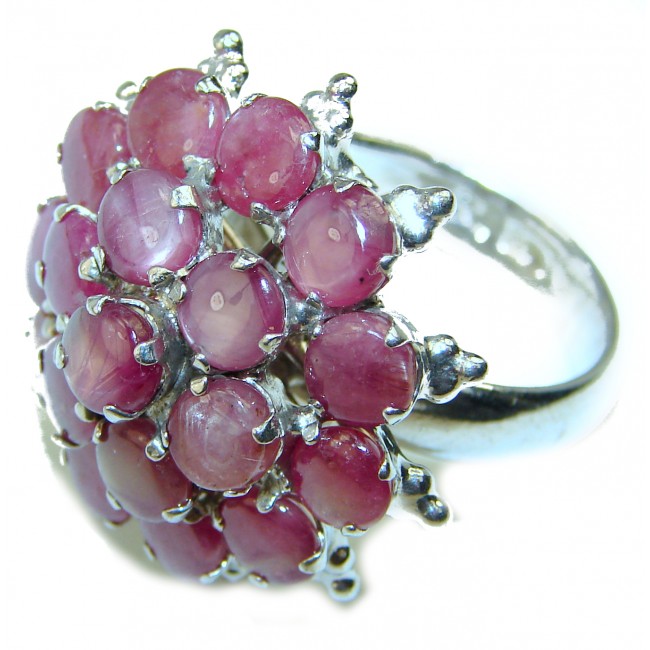 Red Rose unique Ruby .925 Sterling Silver handcrafted Cocktail Ring size 8