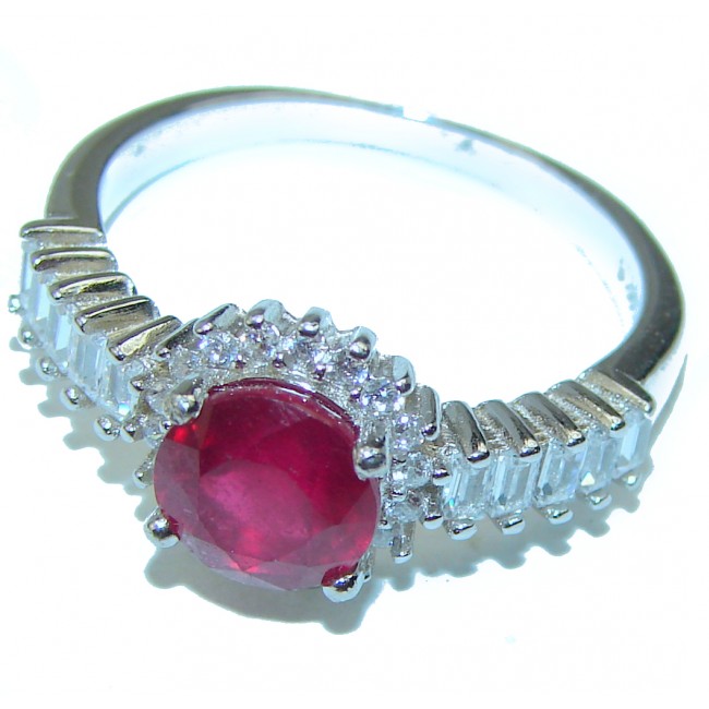 Red Rose unique Ruby .925 Sterling Silver handcrafted Ring size 8