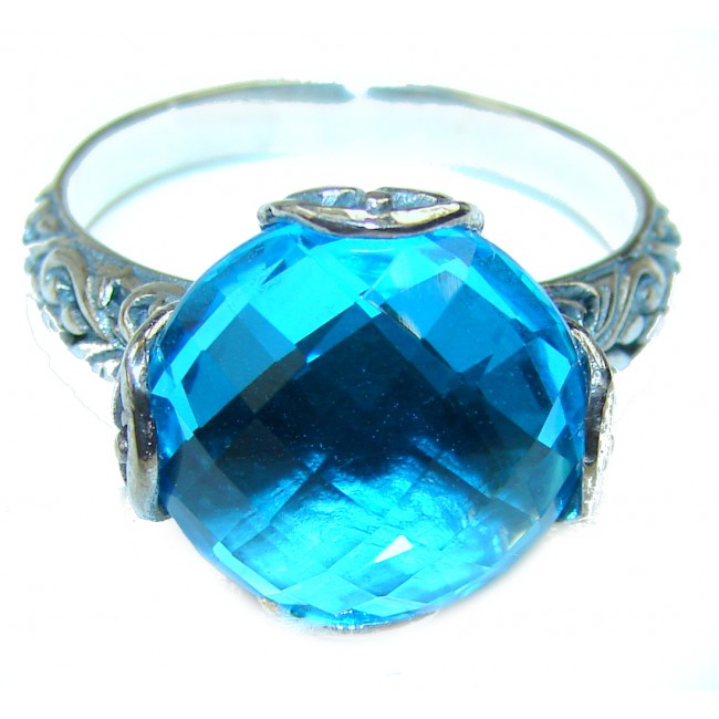 Authentic Swiss Blue Topaz .925 Sterling Silver handmade Ring size 9