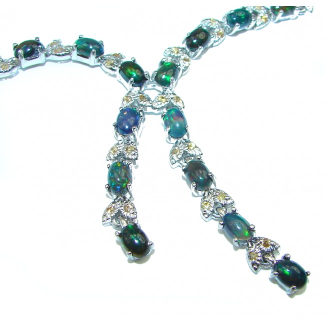 Luxurious Black Opal .925 Sterling Silver handmade Necklace