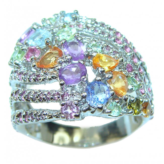 Summer Time authentic Multigem .925 Sterling Silver handcrafted ring size 8