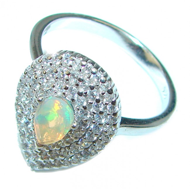 Genuine 4.5 carat Ethiopian Opal .925 Sterling Silver handmade Ring size 7