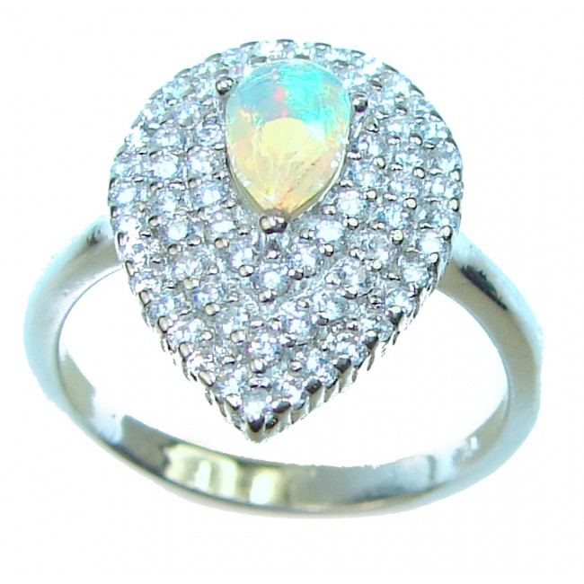 Genuine 4.5 carat Ethiopian Opal .925 Sterling Silver handmade Ring size 7