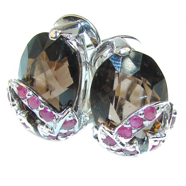 Luxurious Style Smoky Topaz .925 Sterling Silver handmade Earrings