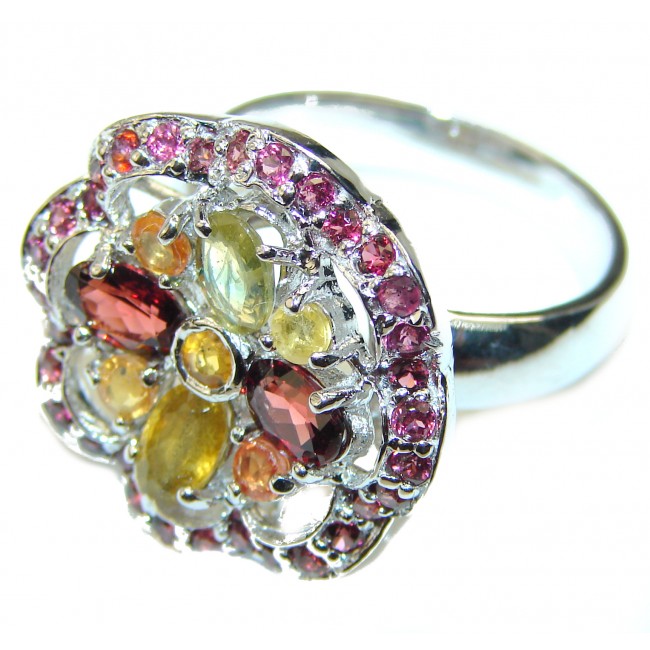 Authentic Garnet Citrine .925 Sterling Silver Ring size 8 3/4