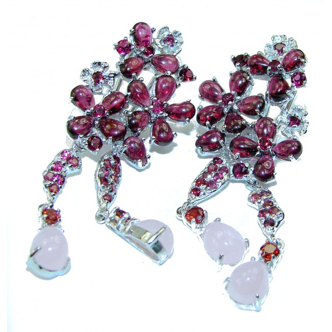 Luxurious Style Natural Garnet .925 Sterling Silver handmade earrings