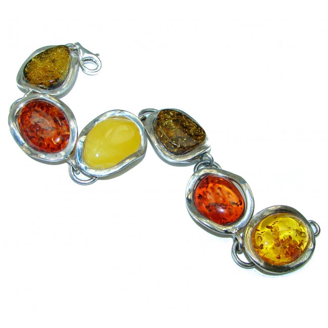 Goloden Color Beautiful Amber .925 Sterling Silver handcrafted Bracelet