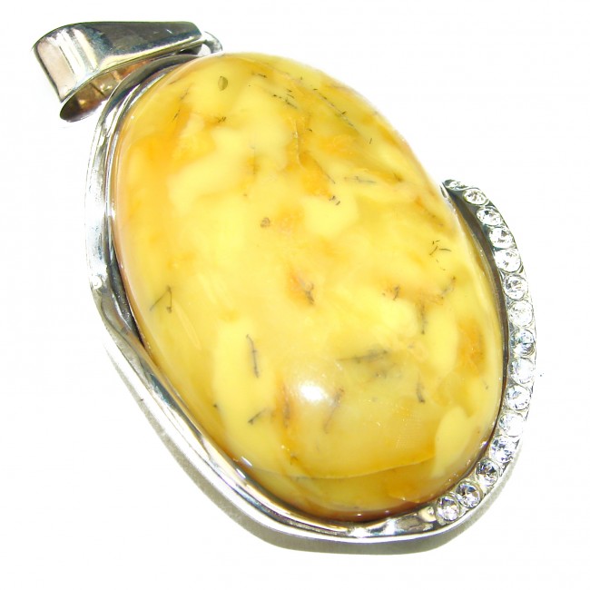Large Butterscotch Baltic Amber .925 Sterling Silver handmade Pendant