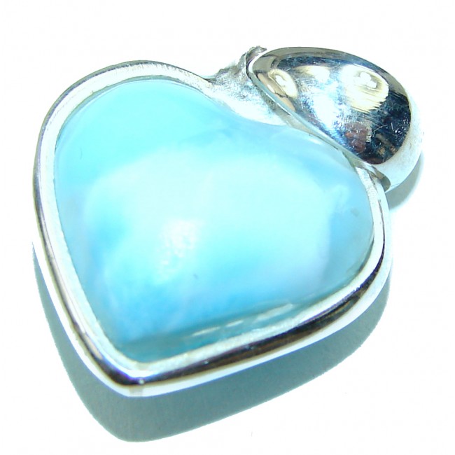 Blue Angel's Heart amazing quality Larimar .925 Sterling Silver handmade pendant