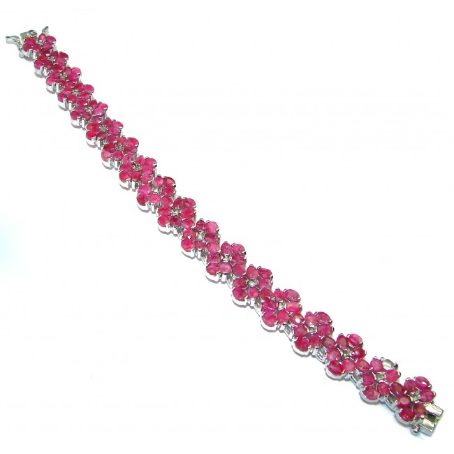 Luxury Authentic Kashmir Ruby .925 Sterling Silver handmade Bracelet