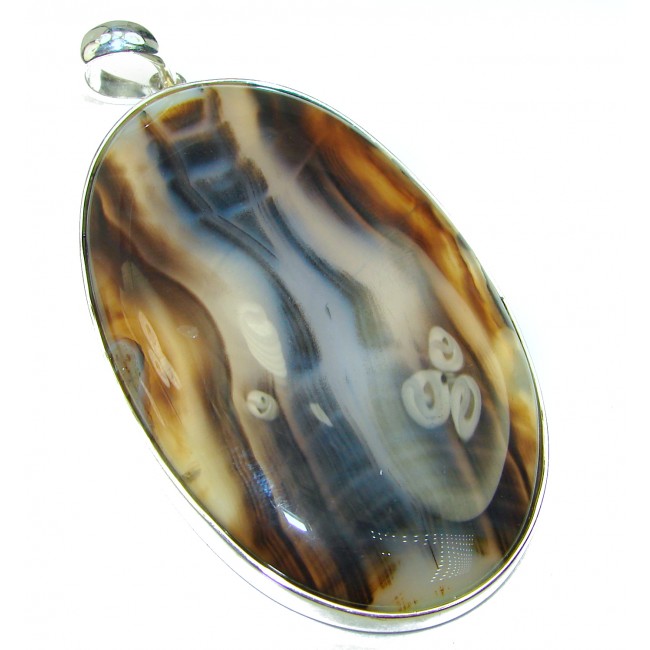 Perfect quality 42.8 grams Botswana Agate .925 Sterling Silver handmade Pendant
