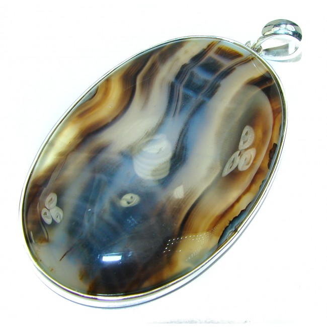 Perfect quality 42.8 grams Botswana Agate .925 Sterling Silver handmade Pendant