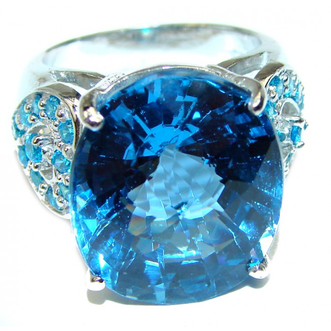 Authentic Swiss Blue Topaz .925 Sterling Silver handmade Ring size 6 1/4