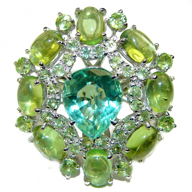 Beauty of Nature Green Topaz .925 Sterling Silver ring size 8