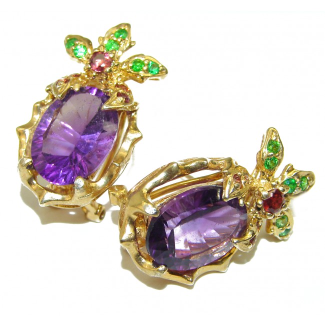 Amazing authentic Amethyst 18k Gold over .925 Sterling Silver earrings