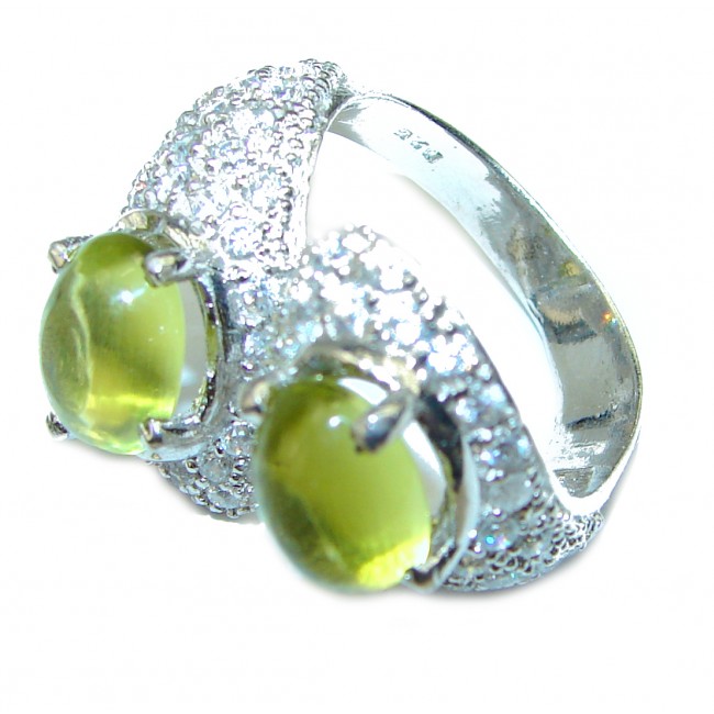 Spring Flower authentic Peridot .925 Sterling Silver ring s. 6