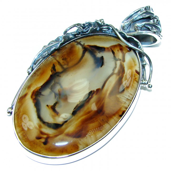 Perfect quality 54.8 grams Botswana Agate .925 Sterling Silver handmade Pendant