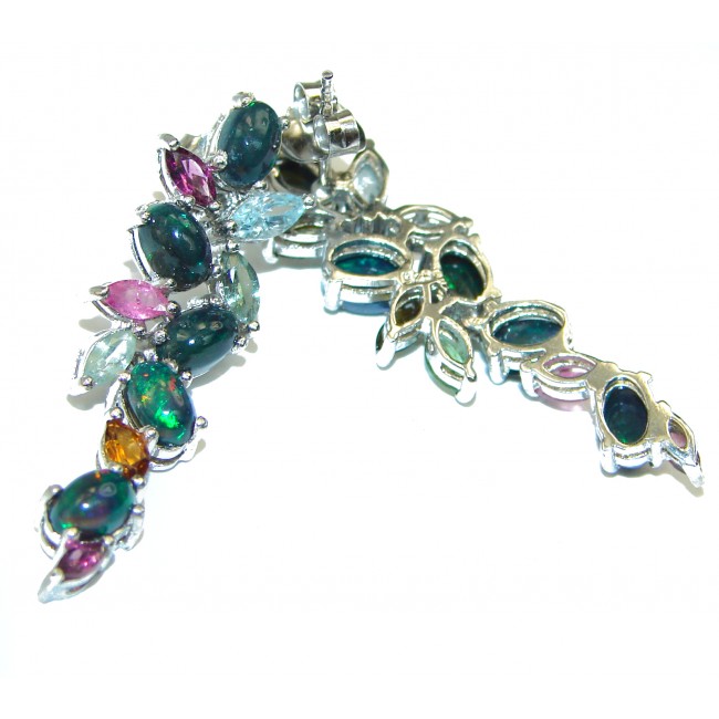 Real Beauty Black Opal .925 Sterling Silver handcrafted earrings