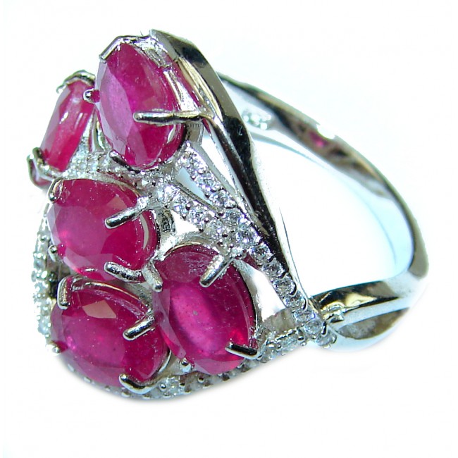 Red Rose unique Ruby .925 Sterling Silver handcrafted Ring size 7 1/4