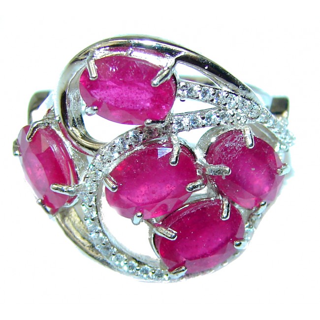 Red Rose unique Ruby .925 Sterling Silver handcrafted Ring size 7 1/4