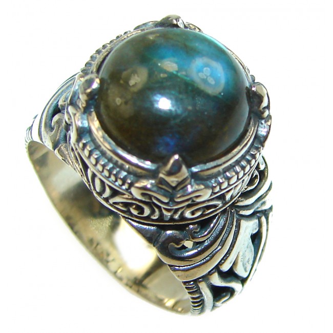 Vintage Design GENUINE Labradorite .925 Sterling Silver handcrafted ring size 9