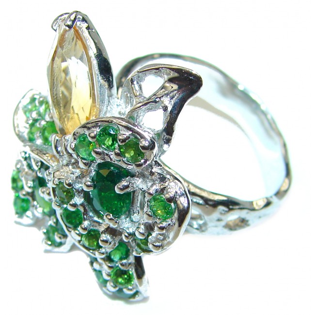 Natural Chrome Diopside Citrine .925 Sterling Silver handmade ring s. 8 1/2