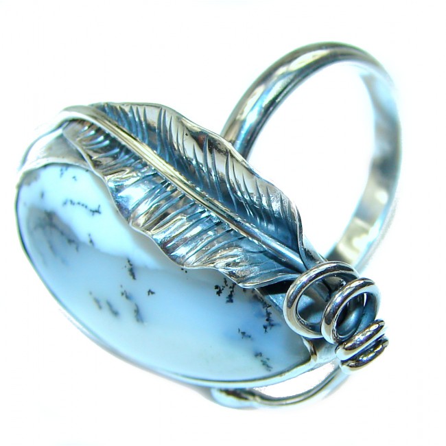 Top Quality Dendritic Agate .925 Sterling Silver handcrafted Ring s. 9 adjustable