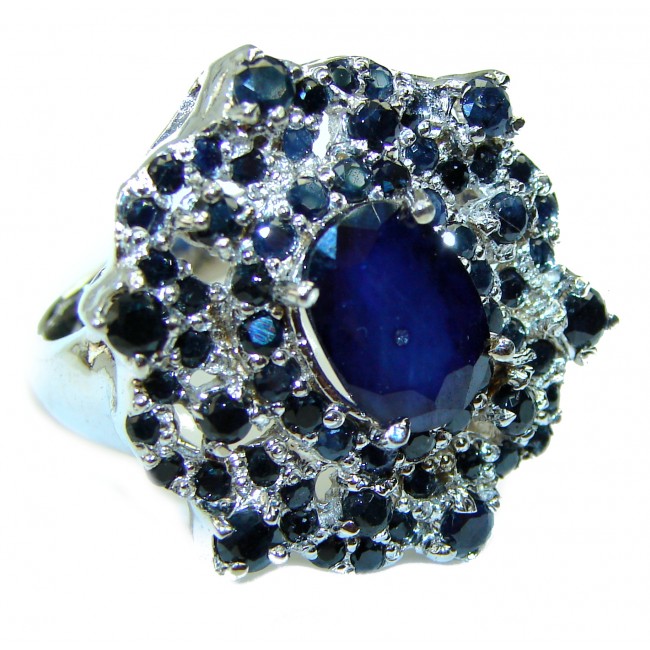 Incredible Beauty authentic Sapphire .925 Sterling Silver Ring size 7 1/2