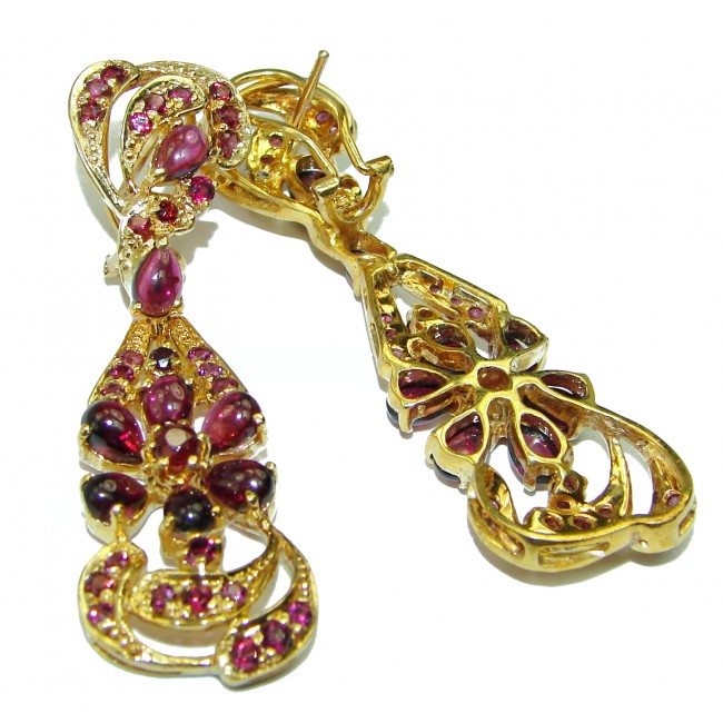 Diva's Dream authentic Garnet 14K Gold over .925 Sterling Silver handcrafted earrings