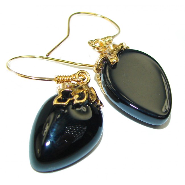 Just Perfect Black Onyx 14K Gold over .925 Sterling Silver HANDCRAFTED earrings