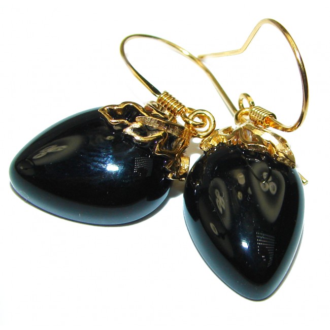 Just Perfect Black Onyx 14K Gold over .925 Sterling Silver HANDCRAFTED earrings