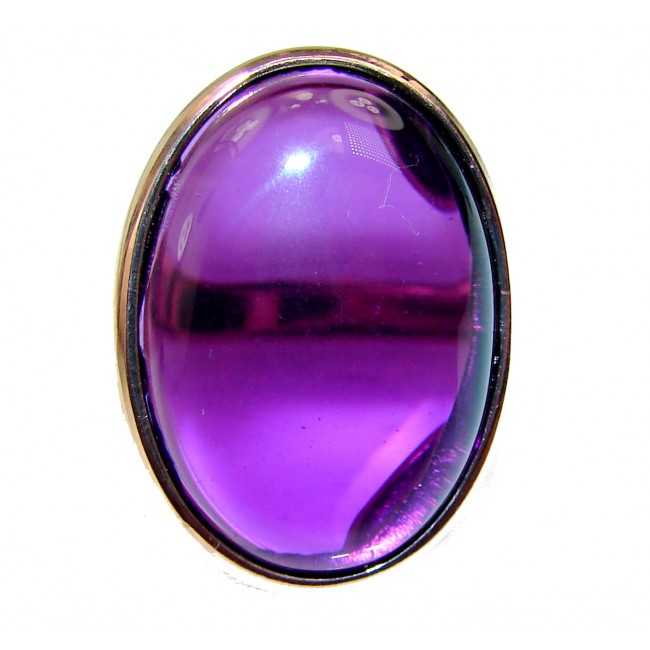Fabulous pear shape Amethyst 14K Rose Gold over .925 Sterling Silver Handcrafted Ring size 6