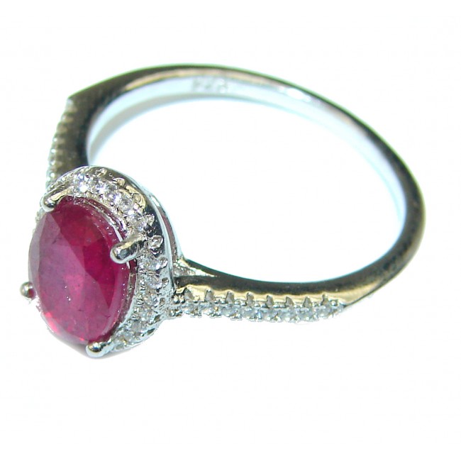 Red Rose unique Ruby .925 Sterling Silver handcrafted Ring size 8