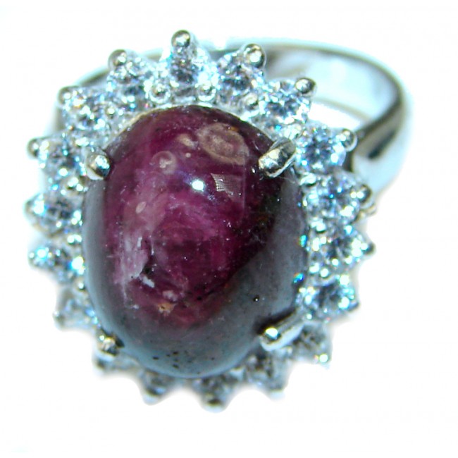 Royal quality unique Star Ruby .925 Sterling Silver handcrafted Ring size 7
